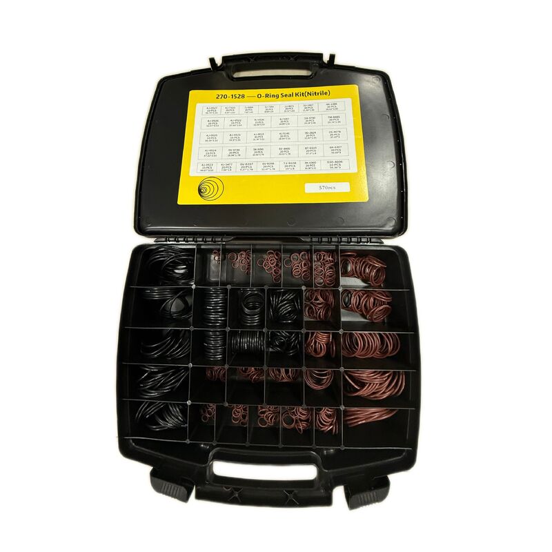 Kit de reparación de sellos para excavadora con caja de almacenamiento separada con rejilla y tabla de tallas impresa para un fácil acceso y reducción del tiempo de inactividad de la máquina
